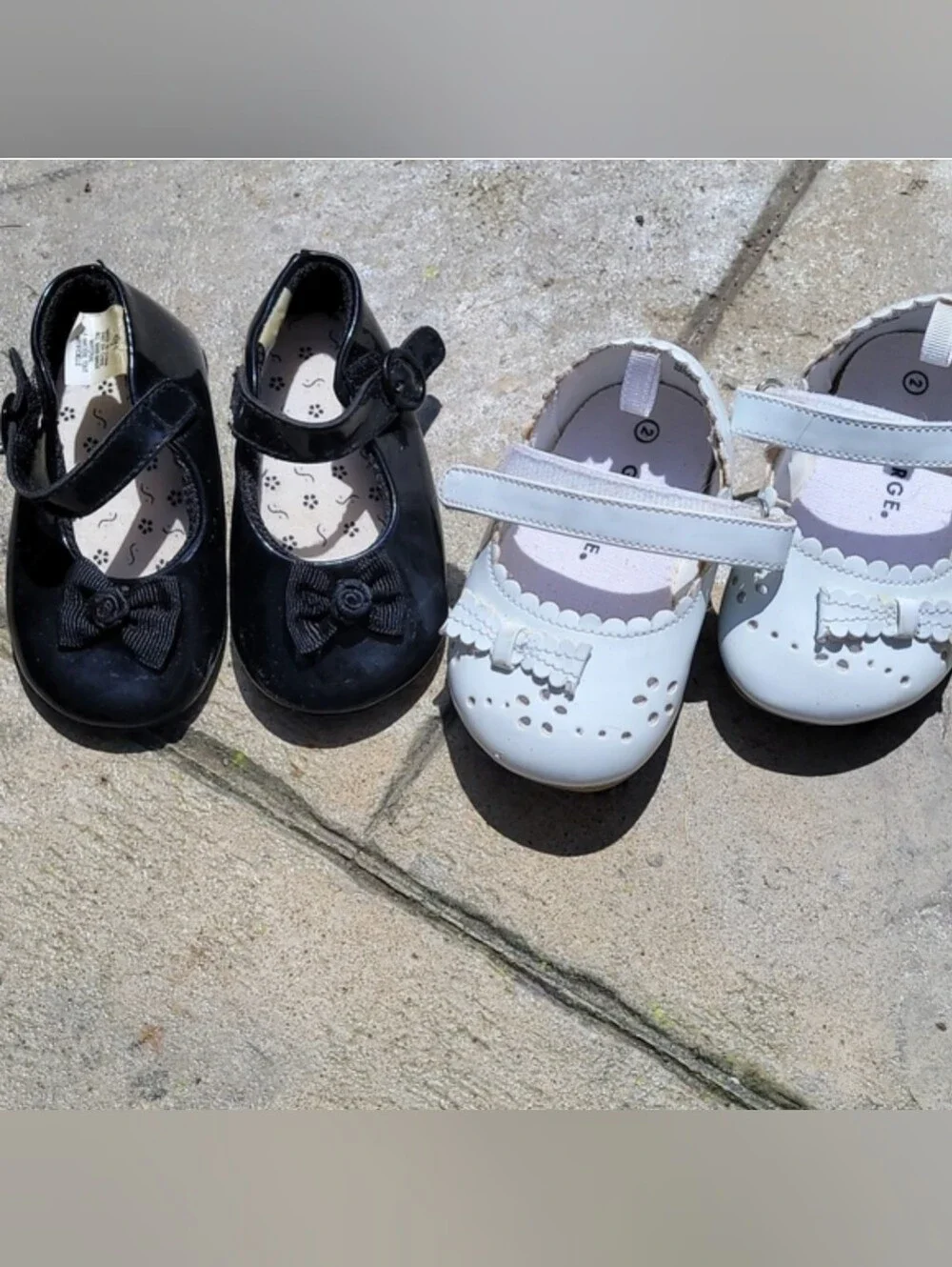 Baby girl size 2 set of 2 pair dressy formal holiday shoes white and black